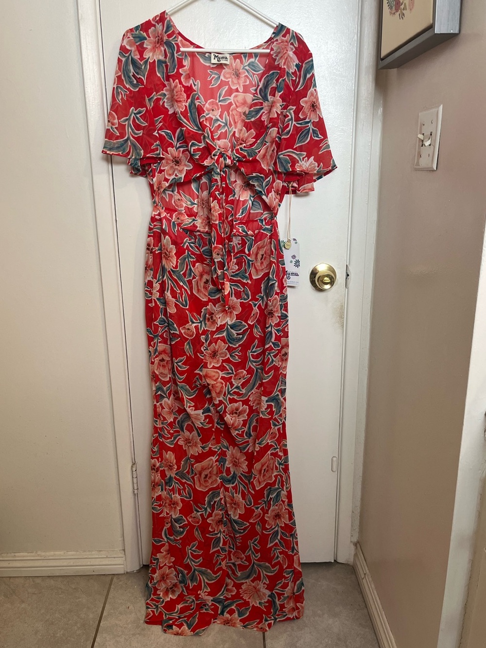 Show Me Your MuMu Red Floral Tie-Front Jumpsuit